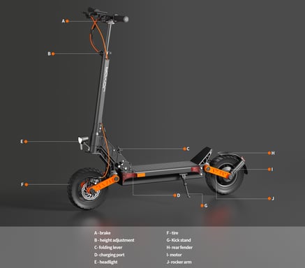 Patinete Eléctrico JOYOR S8 - Motor de 600W, Batería 48V26AH, Neumáticos de 10 Pulgadas, Freno de Disco Plegable - Negro