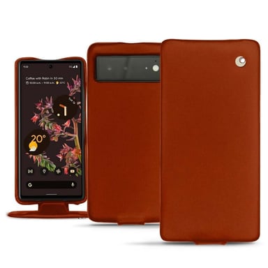 Housse cuir Google Pixel 6 -  - Orange - Cuir vegan