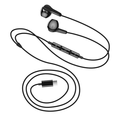 Écouteurs USB C Magnétiques avec Microphone et Boutons Contrôles Noir