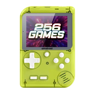 Console portable rétro AMSTRAD Transparente Vert lime 256 jeux batterie rechargeable