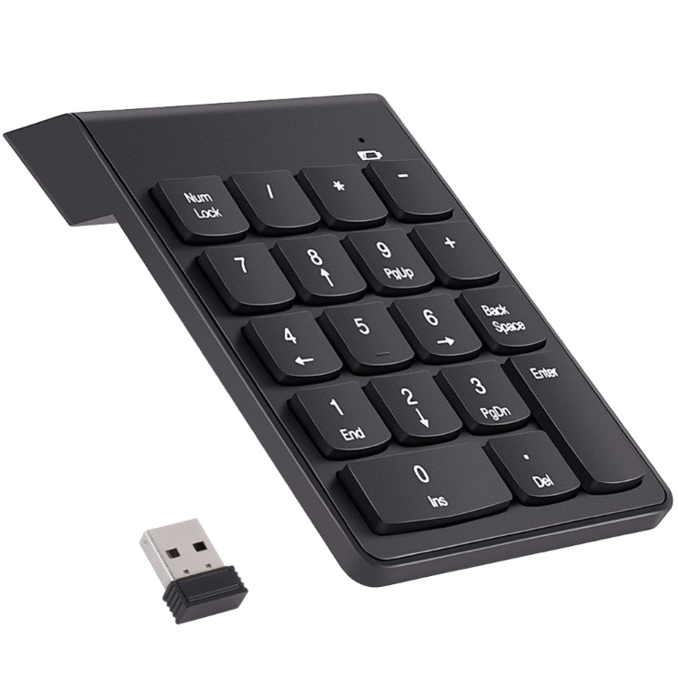 Pavé Numérique Sans Fil pour MAC APPLE PC Clavier USB Chiffres 18 touches  Pile (NOIR)