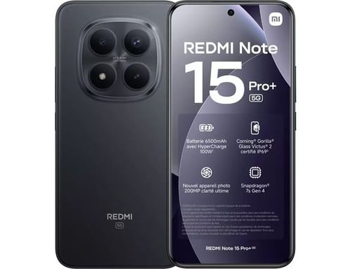 Redmi Note 15 Pro+ (5G) 256 Go, Noir