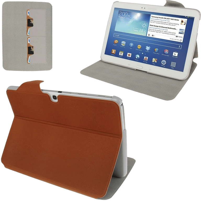 Housse de Protection Cuir Marron Samsung Galaxy Tab 3 10 P5200 Support Integral Faux cuir YONIS