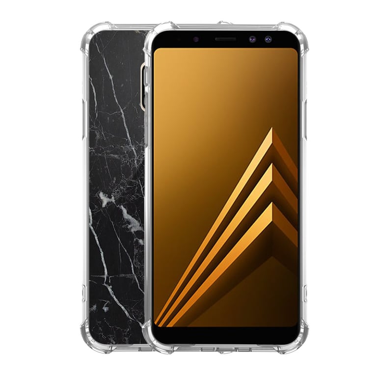 Evetane Coque Samsung Galaxy A8 2018 anti-choc souple angles renforcés  transparente Motif Marbre noir - Evetane