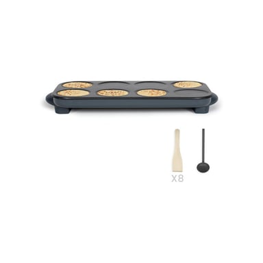 Crepera eléctrica LIVOO Maxi Crêpes Party DOC186G 1500W 8 mini Ø12cm Revestimiento antiadherente Gris