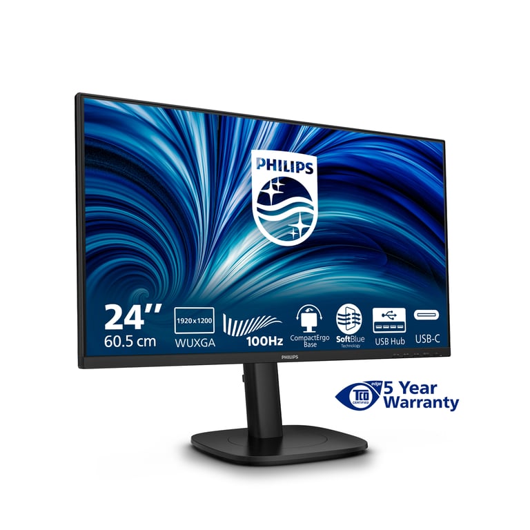 Philips 24B2N3200D 3000 Series écran LED 24 1920 x 1200 WUXGA @ 100 Hz IPS 300 cdm² 1500:1 4 ms HDMI VGA DisplayPort haut parleurs - vue 3