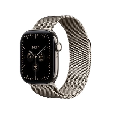 Apple Watch Serie 12 (GPS + Cellular) Boitier de 46 mm en Titane Naturel avec boucle milanaise Naturel - M/L