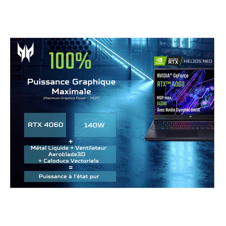 PC Portable Gaming Acer Predator Helios Neo 16 PHN16 72 16 QHD+ 165 Hz Intel® Core™ i5 RAM SSD Nvidia GeForce RTX 4060 Abyssal - vue 7