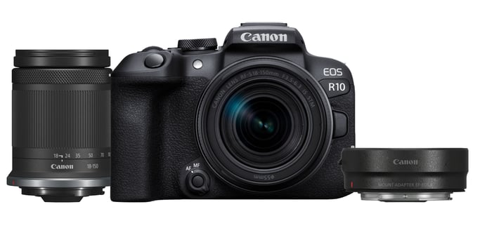 Canon EOS R10 + RF-S 18-150mm F3.5-6.3 IS STM + EF- R MILC 24,2 MP CMOS 6000 x 4000 pixels Noir