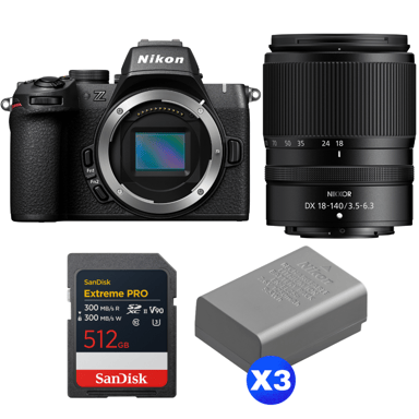 Fotocamera mirrorless Nikon Z50 II + 18-140mm f/3.5-6.3 VR + 1 SanDisk 512GB Extreme PRO UHS-II + 3 Nikon EN-EL25a + Ebook ''20 consigli per foto che colpiscono''