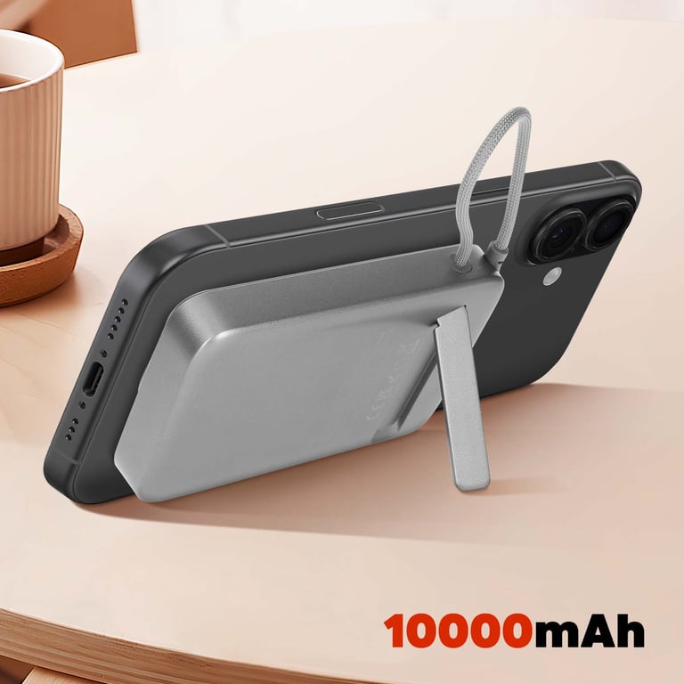 Powerbank Qi2 10000mAh compatible MagSafe et USB C avec Béquille support Neuf - vue 3