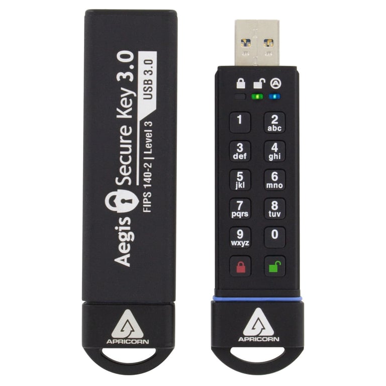 Clé sécurisée Apricorn Aegis 3.0 Clé USB chiffré USB 3.0 FIPS 140 2 Level 3 - vue 4