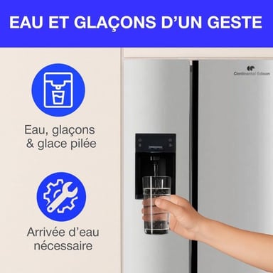 Frigorífico americano - CONTINENTAL EDISON - CERANF556IX1 - Dispensador de agua / hielo - Clase