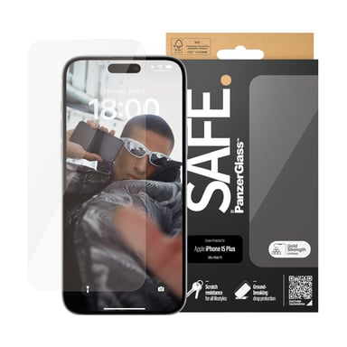 Salvadisplay in vetro temperato per iPhone 15 Plus Ultra-Wide Fit