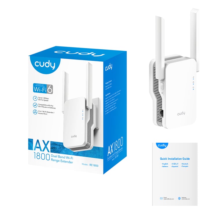 Extensor de alcance de doble banda Cudy Re1800 Ax1800 Wi-Fi 6