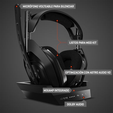 ASTRO Gaming A50 + Stazione Base Cuffie senza fili ad archetto Play Nero, Argento