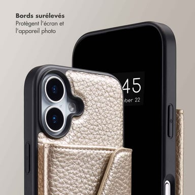 Selencia Coque de télephone Sera avec cordon et porte-cartes enveloppe pour Apple iPhone 17 - Champagne