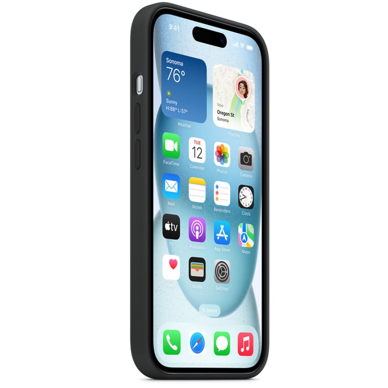 Coque en silicone avec MagSafe pour iPhone 15 Noir - Neuf