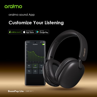 oraimo BoomPop Lite Blanco – Auriculares Bluetooth plegables, 65h de batería, Sonido Espacial Sound360, Modo Gaming, ENC