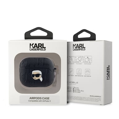Karl Lagerfeld Estuche para AirPods 3 Monograma con diseño Karl Head en relieve Negro