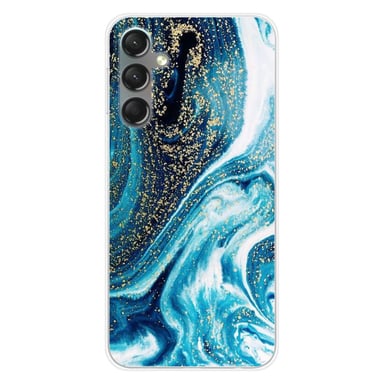 Coque en silicone - Compatible Samsung Galaxy A24 4G - design marbre bleu paillete
