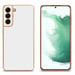 Coque pour Samsung Galaxy S22 en Glossy Blanc - Or Housse de protection Étui en silicone TPU flexible et avec protection pour appareil photo