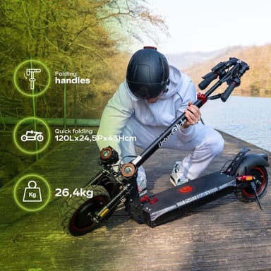 Scooter eléctrico - ECROSS DUO - 800 W - Neumáticos 10 - Max 25 km/h - Autonomía hasta 60 km