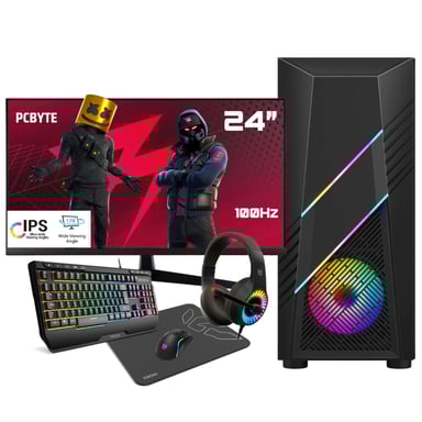 PC Completo AMD Ryzen 5 5500GT, 32GB DDR4, 2TB NVMe, Radeon RX Vega 7, Windows 11, WIFI + Monitor 24'' + Pack combo