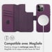 Accezz Étui de téléphone portefeuille en cuir 2-en-1 avec MagSafe pour Apple iPhone 15 Pro Max - Heath Purple