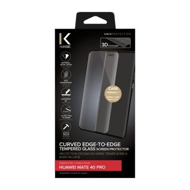 Protector de pantalla de cristal templado de borde a borde para Huawei Mate 40 Pro, Negro
