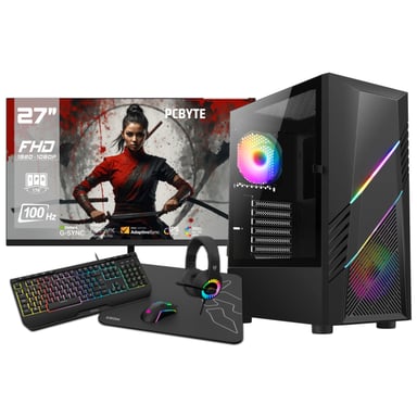 PC Completo AMD Ryzen 7 5700G, 32GB DDR4, 2TB NVMe, Radeon RX Vega 7, Windows 11, WIFI + Monitor 27'' + Pack combo