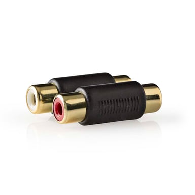 Nedis Adaptador de audio doble RCA hembra a doble RCA hembra Negro / Dorado