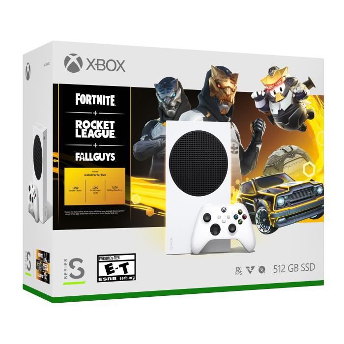 Pack Xbox Series S + 3 jeux (Rocket League, Fallguys et Fortnite) -  Compatible 4K HDR - Microsoft