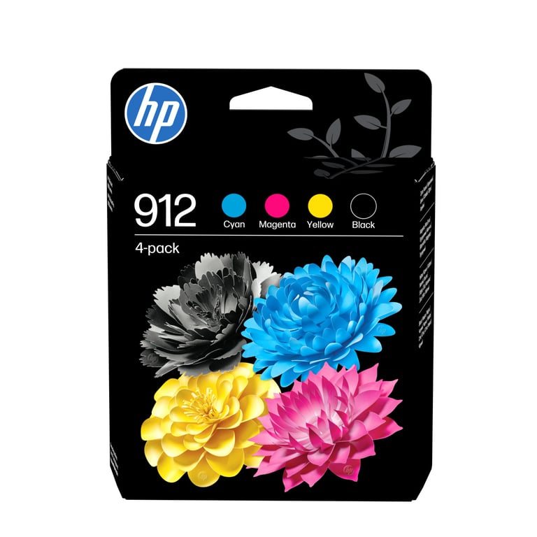 HP 912 Pack de 4 cartouches d'encre CyanJaune authentiques