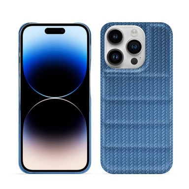 Coque matelassée Apple iPhone 15 Pro -  - Bleu - Cuir Abaca