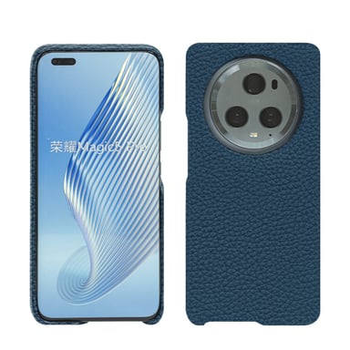 Coque cuir Honor Magic5 Pro -  - Bleu - Cuir grainé