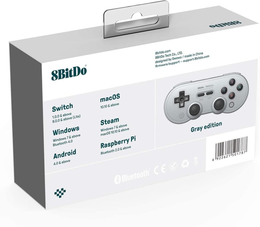 8Bitdo SN30 Pro Bluetooth Gamepad Edición Gris para Nintendo