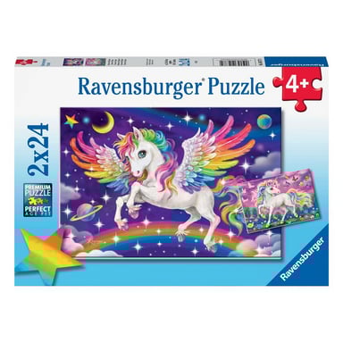 Juego de puzzle de unicornio y pegaso - 2 puzzles de 24 piezas para niños