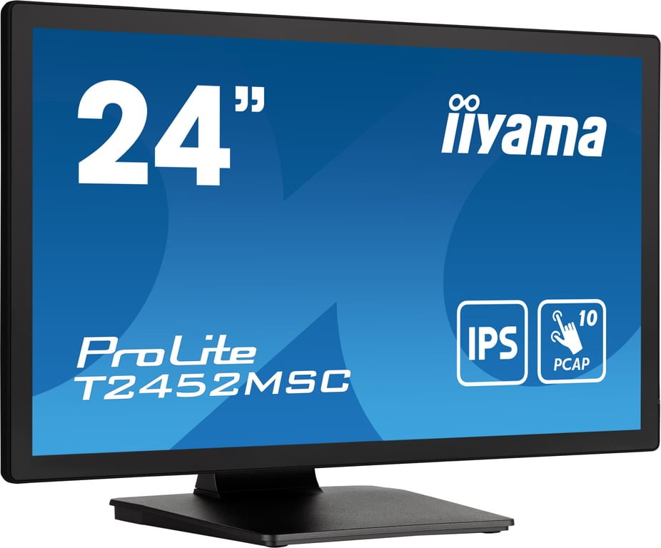 Ecran IIYAMA 23,8  Tactile PCAP conceptions en verre sans cadre IPS 10points 1920x1080 14ms 360cd/m2 1xDisplayport 1xHDMI 2xUSB HUB 3.2 HPs 2 x 1W - Neuf