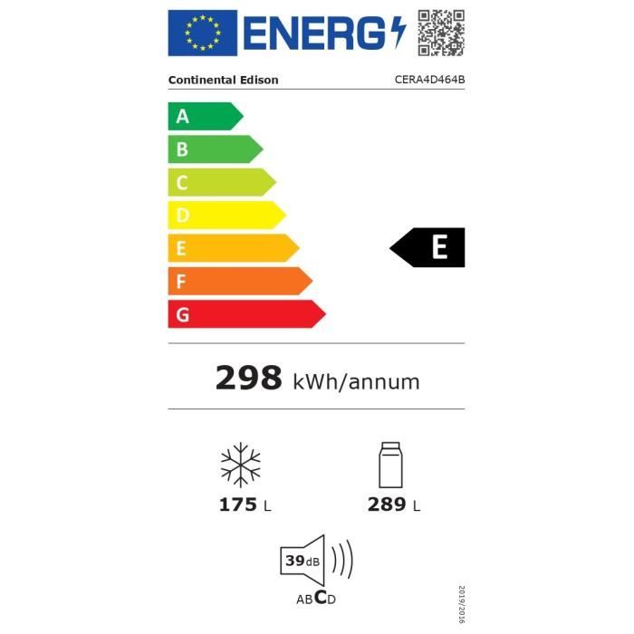Réfrigérateur Continental Edison CERA4D464B portes Total No Frost Sans givre L79 cm x H 180cm - vue 4