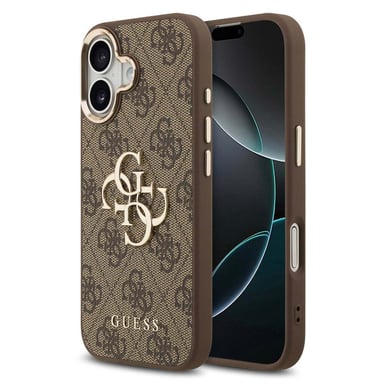 Guess Coque 4G Metal Logo Backcover pour Apple iPhone 17 - Gold Edge - Brown