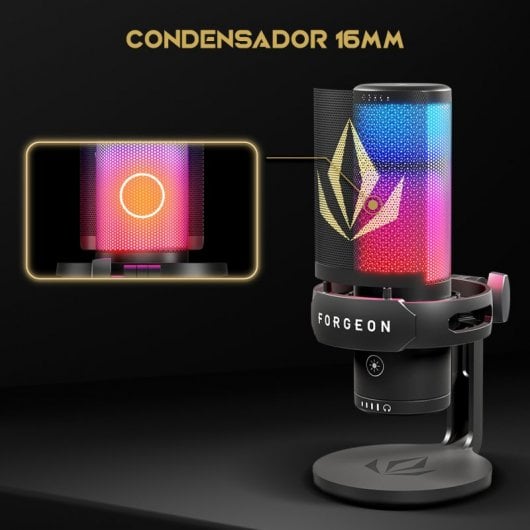 Microphone à Condensateur USB Forgeon Spell RGB – Éclairage LED Qualité Studio - vue 2