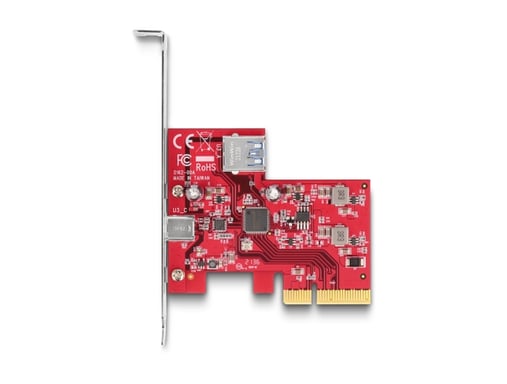 DeLOCK Tarjetas PCI Express x4 a 1 x externo USB 10 Gbps USB Type-C hembra + 1 x interno USB 10 Gbps Tipo-A hembra - Factor de forma de perfil bajo