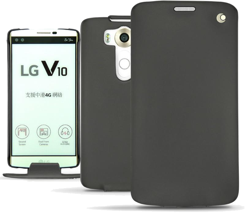 Housse cuir LG V10 - Rabat vertical - Noir - Nappa - Black - NOREVE