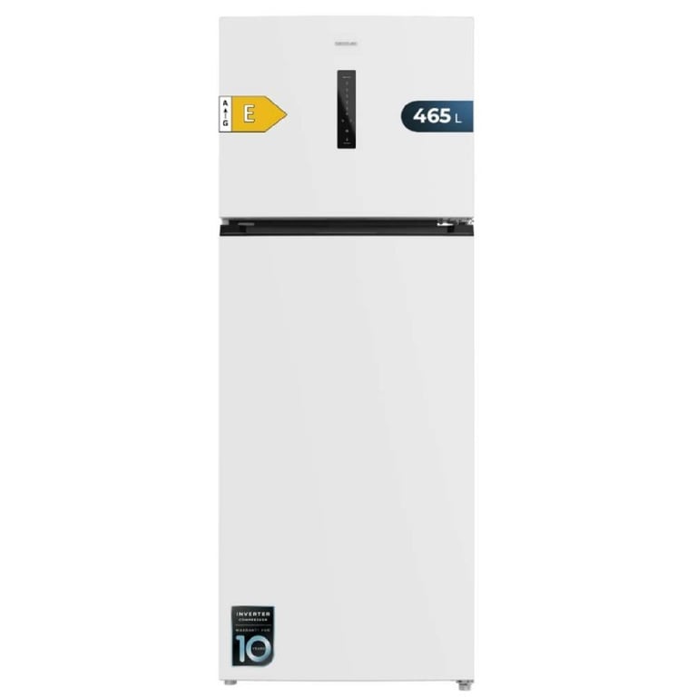 Cecotec Refrigerateur Congelateur Combiné Bolero CoolMarket 2D 465 NF E. Réfrigérateur No Frost écran extérieur avec contrôle électronique et alarme d’ouverture