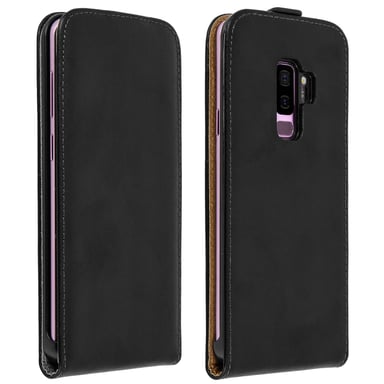 Funda vertical Samsung Galaxy S9 Plus de cuero auténtico magnética – Negro
