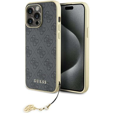 Custodia Guess per iPhone 15 Pro Max 6,7'' grigio Custodia rigida 4G Charms Collection