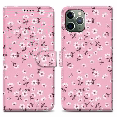 Coque pour Apple iPhone 11 PRO MAX Design Pluie de Fleurs No. 6 Housse de protection Étui avec fermeture magnétique, fonction de support et compartiment pour carte