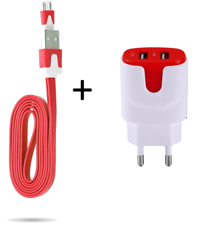 Pack Chargeur pour Manette Playstation 4 PS4 Smartphone Micro USB (Cable Noodle 1m Chargeur + Double