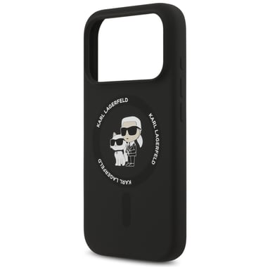 Karl Lagerfeld Silicone Karl&Choupette Ring MagSafe case pour iPhone 17 Pro Max noir